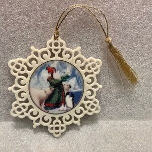 Lenox Porcelain Pierced Snowflake Christmas Ornament Santas Gift of Peace